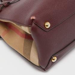 Pre Owned حقيبة يد بربري بانر صغيرة كانفاس مربعات هاوس و جلد أسود