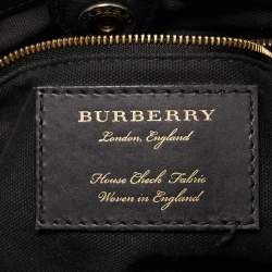 مملوكة مسبقًا Burberry Black Leather and House Check Fabric Small Banner Tote
