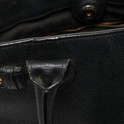 مملوكة مسبقًا Burberry Black Leather and House Check Fabric Small Banner Tote