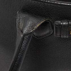 مملوكة مسبقًا Burberry Black Leather and House Check Fabric Small Banner Tote