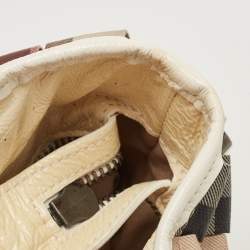 مملوكة مسبقًا Burberry Cream/Beige House Check PVC and Patent Leather Lowry Tote