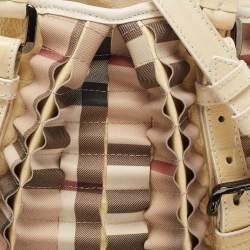 مملوكة مسبقًا Burberry Cream/Beige House Check PVC and Patent Leather Lowry Tote