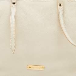 Pre Owned Burberry Off White Leather Small Salisbury Tote