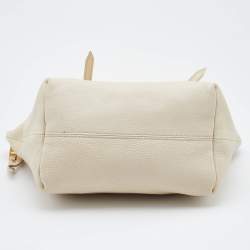 Pre Owned Burberry Off White Leather Small Salisbury Tote