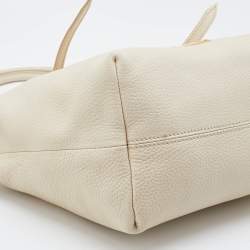 Pre Owned Burberry Off White Leather Small Salisbury Tote
