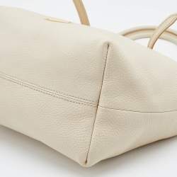 Pre Owned Burberry Off White Leather Small Salisbury Tote