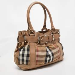 مملوكة مسبقًا Burberry Beige House Check Canvas and Leather Large Beaton Tote