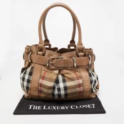 مملوكة مسبقًا Burberry Beige House Check Canvas and Leather Large Beaton Tote