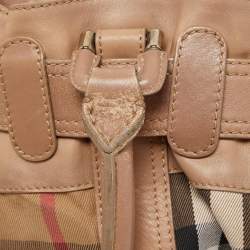 مملوكة مسبقًا Burberry Beige House Check Canvas and Leather Large Beaton Tote