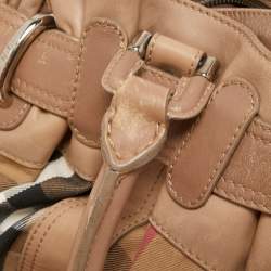 مملوكة مسبقًا Burberry Beige House Check Canvas and Leather Large Beaton Tote