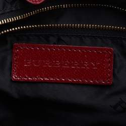Pre Owned Burberry Red Patent and Leather Drawstring Tote