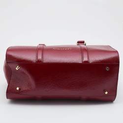 Pre Owned Burberry Red Patent and Leather Drawstring Tote