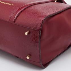 Pre Owned Burberry Red Patent and Leather Drawstring Tote