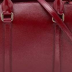 Pre Owned Burberry Red Patent and Leather Drawstring Tote