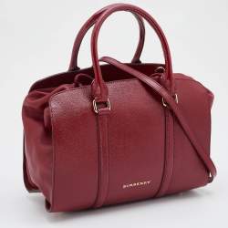 Pre Owned Burberry Red Patent and Leather Drawstring Tote