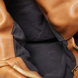 Pre Owned Burberry Beige House Check Canvas and Leather Large Parsons Hobo