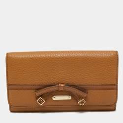 Burberry Brown Leather Bow Continental Wallet