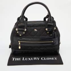 Pre Owned حقيبة بربري ويستبري جلد ونايلون بنية/ خضراء داكنة