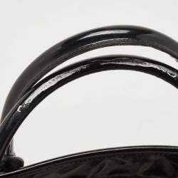 Pre Owned Burberry Black/Beige Nova Check PVC and Patent Leather Eden Tote