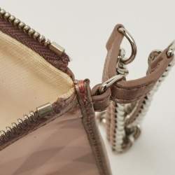 Pre Owned Burberry Metallic Beige/Cleart PVC and Leather Trim Wristlet Pouch