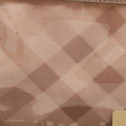 Pre Owned Burberry Metallic Beige/Cleart PVC and Leather Trim Wristlet Pouch