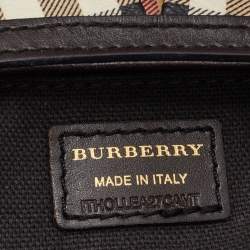 Pre Owned Burberry Beige/Brown Haymarket Check Coated Canvas and Leather Crossbody Bag