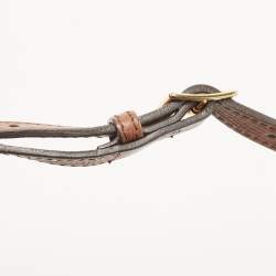 Pre Owned Burberry Brown/Beige House Check Fabric and Leather Small Banner Tote