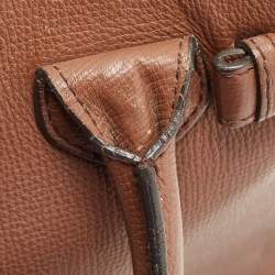 Pre Owned Burberry Brown/Beige House Check Fabric and Leather Small Banner Tote