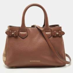 Burberry House Check Leather Banner Medium Tote (SHF-20853) – LuxeDH