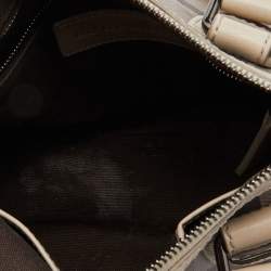 Pre Owned Burberry Beige Smoked Check PVC and Leather Chester Boston Bag