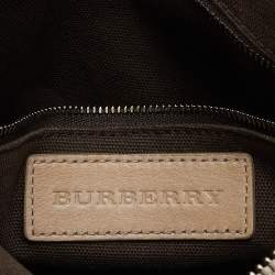 Pre Owned Burberry Beige Smoked Check PVC and Leather Chester Boston Bag