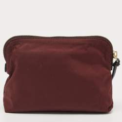 Pre Owned Burberry Burgundy Nylon Small Pouch