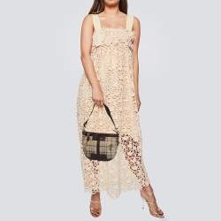 Pre Owned Burberry Brown/Beige House Check Fabric Sadie Hobo