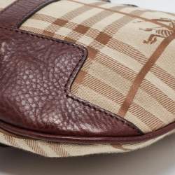 Pre Owned Burberry Brown/Beige House Check Fabric Sadie Hobo