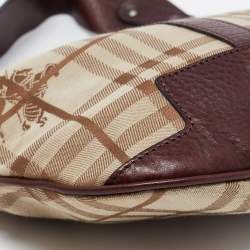Pre Owned Burberry Brown/Beige House Check Fabric Sadie Hobo