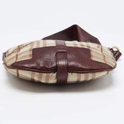 Pre Owned Burberry Brown/Beige House Check Fabric Sadie Hobo