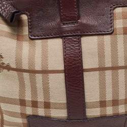 Pre Owned Burberry Brown/Beige House Check Fabric Sadie Hobo