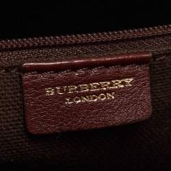 Burberry Brown/Beige Haymarket Check Canvas and Leather Middle Zip Tote