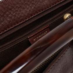 Burberry Brown/Beige Haymarket Check Canvas and Leather Middle Zip Tote