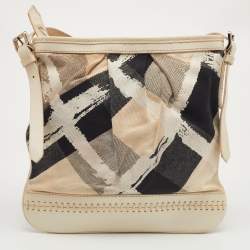 مملوكة مسبقًا Burberry Cream/Black House Check Coated Canvas and Leather Crossbody Bag