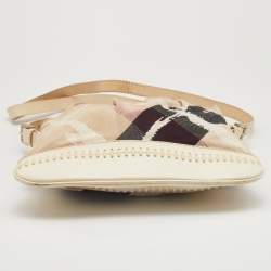 مملوكة مسبقًا Burberry Cream/Black House Check Coated Canvas and Leather Crossbody Bag