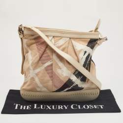 مملوكة مسبقًا Burberry Cream/Black House Check Coated Canvas and Leather Crossbody Bag