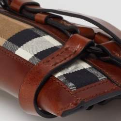 Burberry Brown Leather and House Check Canvas Clutch