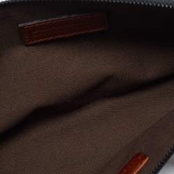 Burberry Brown Leather and House Check Canvas Clutch