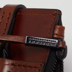 Burberry Brown Leather and House Check Canvas Clutch