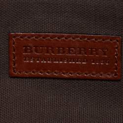 Burberry Brown Leather and House Check Canvas Clutch