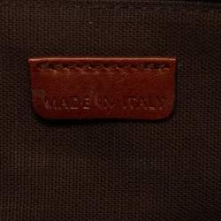 Burberry Brown Leather and House Check Canvas Clutch