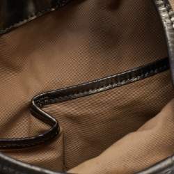 Pre Owned Burberry Metallic/Beige Nova Check PVC and Leather Brooke Hobo