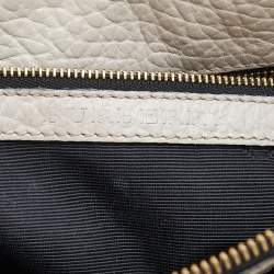 Burberry Light Grey Textured Leather Chichester Crossbody Bag