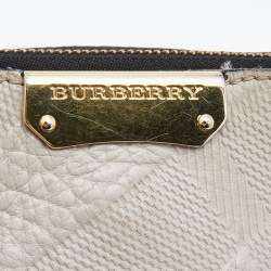 Burberry Light Grey Textured Leather Chichester Crossbody Bag